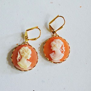 Carnelian Gold Cameo Earrings Jane Austin Cameo Jewelry image 2