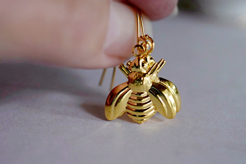 Honey Bee Jewelry Yellow Bee Charm Earrings Gold Bee Earrings Bubble Bee