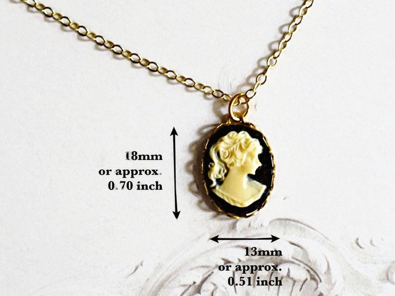 Dainty Lady Cameo Necklace Vintage Woman Cameo Necklace Victorian Girl Cameo Pendant Gold Chain image 7