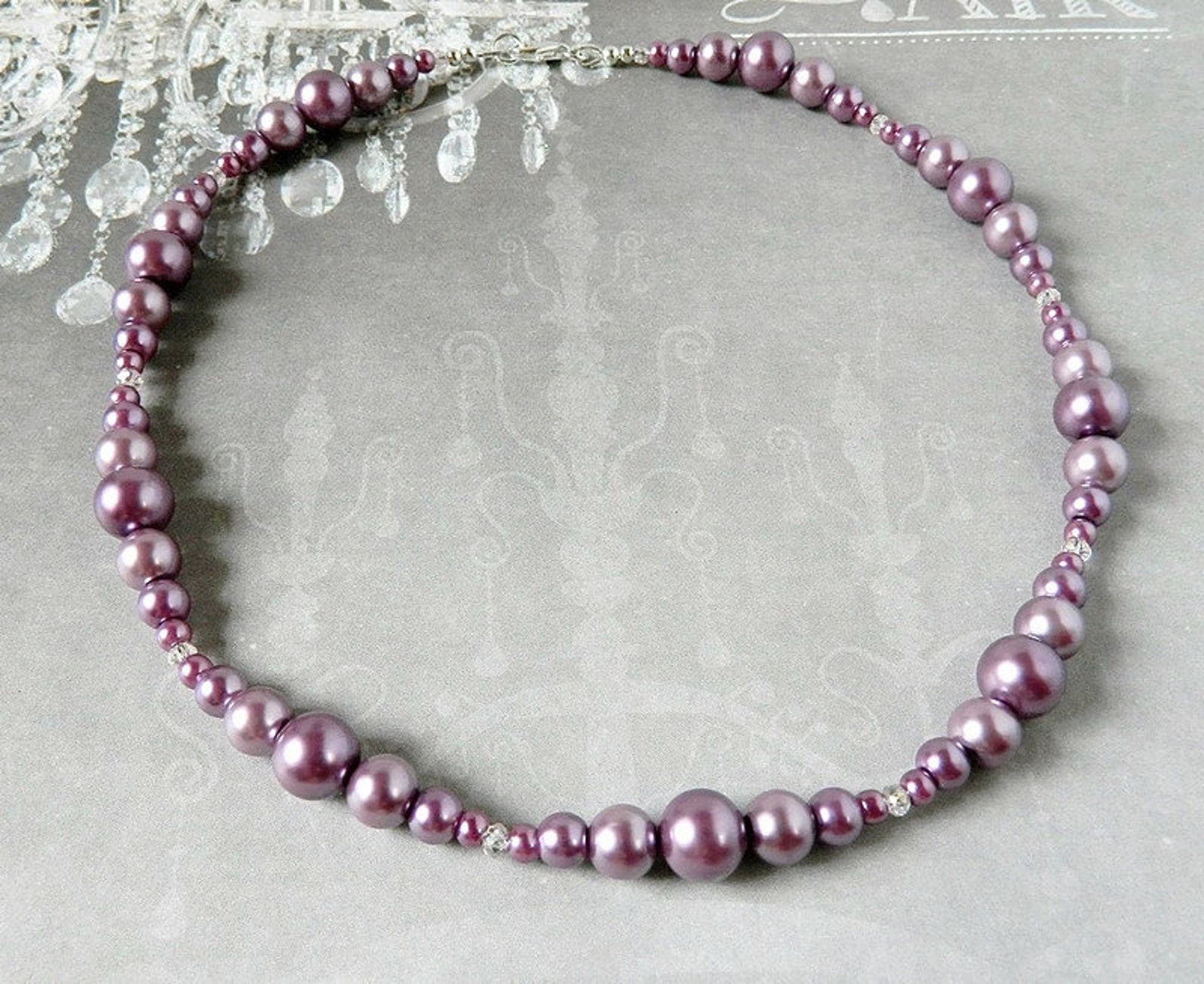 Beaded Purple Pearl Necklace Purple Amethyst Pearl Etsy