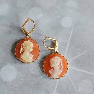 Carnelian Gold Cameo Earrings Jane Austin Cameo Jewelry image 4