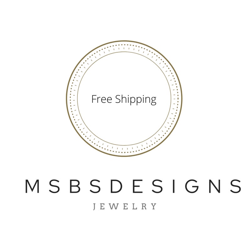May include: A gold circle with the text "Free Shipping" inside. Below the circle is the text "MSBS DESIGNS JEWELRY".