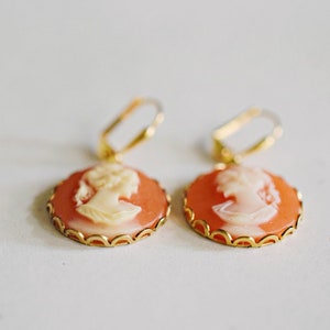 Carnelian Gold Cameo Earrings Jane Austin Cameo Jewelry image 5