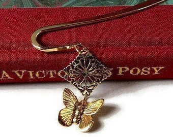 Victorian Butterfly Bookmarks - Silver or Gold Shepherds Hook - Fairytale Wings - Book Lovers Gift