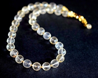 14k Gold Filled Pale Yellow Citrine Beaded Necklace - November Birthstone