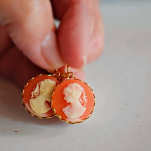 Carnelian Gold Cameo Earrings Jane Austin Cameo Jewelry image 3