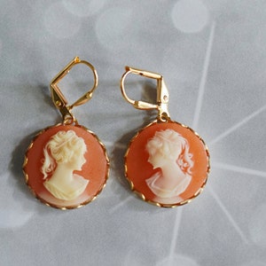 Carnelian Gold Cameo Earrings Jane Austin Cameo Jewelry image 6