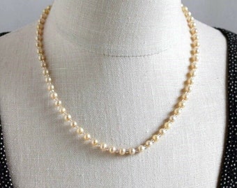 Lemon Cream Pearl Necklace in 14k Gold Filled, Freshwater Pearl Necklace & Matching Pearl Earrings , Wedding or Anniversary Jewelry Set