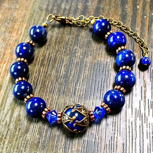 optional beaded lapis bracelet with chain extender