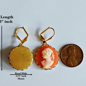 Carnelian Gold Cameo Earrings Jane Austin Cameo Jewelry image 8