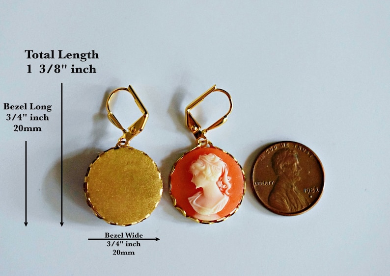 Carnelian Gold Cameo Earrings Jane Austin Cameo Jewelry image 8