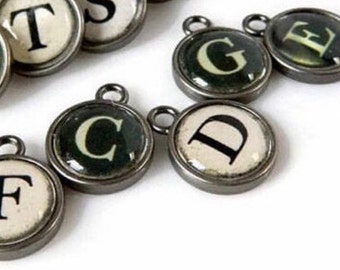 Initial Letter Add On Charm, Custom Typography Typewriter Key Charm, Monogram Personalize Gift DIY Initial Jewelry Letter Pendant