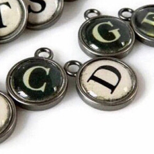 Initial Letter Add On Charm, Custom Typography Typewriter Key Charm, Monogram Personalize Gift DIY Initial Jewelry Letter Pendant