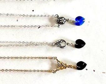 Custom Color Heart Necklace, Swarovski Crystal Pendant, Gold Plated Chain, Personalized Gift