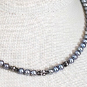 Grey Freshwater Pearl Choker, Grey Pearl Necklace, Sterling Silver Anniversary Gift image 8