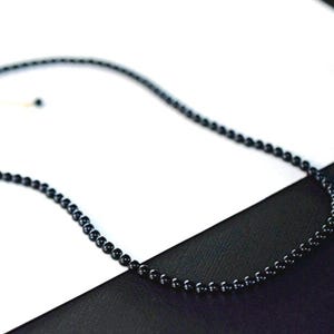 Small Stone Black Onyx Necklace  Beaded Natural Gemstone With Gold Chain Extender Handmade Jewelry Set Onyx Earrings Gift for Her Wife