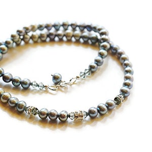 Grey Freshwater Pearl Choker, Grey Pearl Necklace, Sterling Silver Anniversary Gift image 7