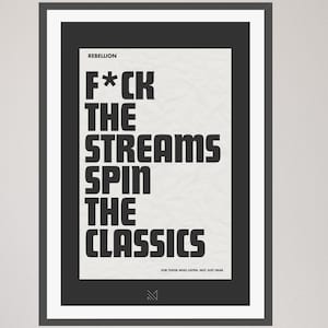 Vinyl Culture Poster, Music Lover Print, Anti-Streaming Wall Art, Retro Music Home Decor, Record Collector Gift