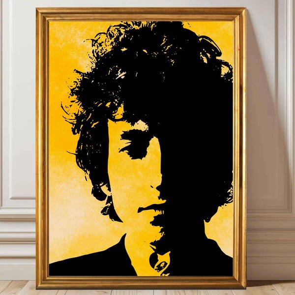 Póster con retrato de Bob Dylan – Póster vintage de música folk rock (descarga digital)