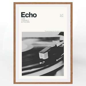 Turntable Wall Decor, Black and White Music Print, Audiophile Gift, Minimalist Record Player Poster, Analog Sound Art