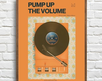 Retro Vinyl Record Print, 80s Turntable Art (Digital Download)