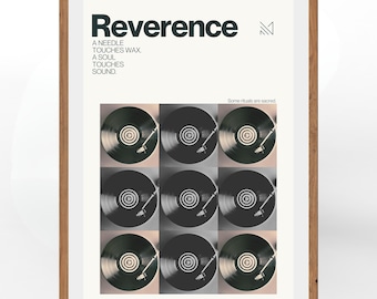 Vinyl Record Art Print, Minimalist Music Poster, Audiophile Gift