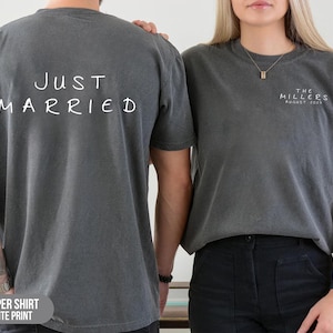 Just Married Comfort Colors® T-Shirts: Personalized Honeymoon Bridal Gift