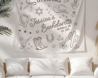 Custom Disco Cowgirl Bachelorette Tapestry: Last Rodeo Decor
