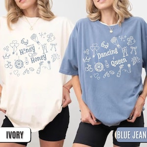 Mamma Mia Honey Honey Doodle Bachelorette Shirt, Custom Disco Bach Trip Comfort Color Tee, Dance Bridal Shower, Matching Bride Squad Tshirt