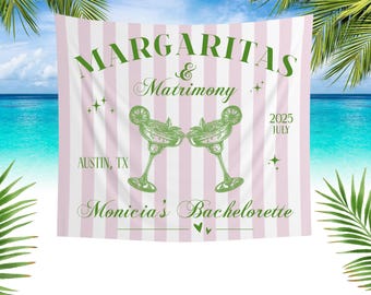 Benutzerdefinierte Margs und Ehe-Tapisserie: Personalisierte Junggesellinnenparty-Kulisse