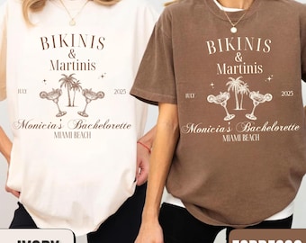Camiseta de despedida de soltera con bikinis y martinis, camisetas de despedida de soltera personalizadas, camisetas personalizadas, camiseta del club de despedida de soltera, camisetas con colores cómodos