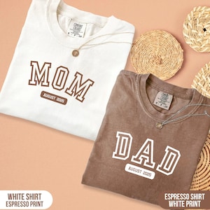 Custom Mom Dad Comfort Colors® T-shirt, Personalized Mama & Dad Shirt, Matching Parents Outfit Tees, Pregnancy Announcement Tee, Best Gifts