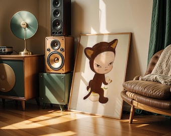 Yoshitomo Nara cartel Gatito inofensivo Yoshitomo yoshimoto Nara Imprimir caja del teléfono Cosmic Girl Guitar Girl Yayoi Kusama Imprimir wabi sabi Japandi