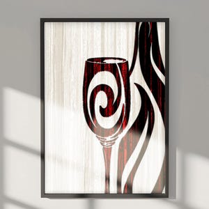 Red Wine-Digital Print-Wall Art-Modern Wall Print-Minimalist Wine Art-Line Art-Luxury Print-Wine Lover Gift Print-Elegant Bar Wall Art