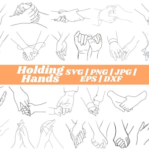 Holding Hands svg Bundle, Holding Hand Cut File, Holding Hand Silhouette, Couple Hands svg For Cricut, Pinky Hold svg, Digital Bundle