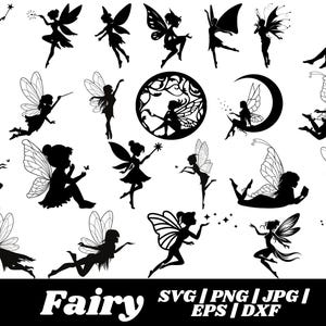 Fairy Silhouette Bundle SVG, Fairy Silhouette SVG, Fairy Clipart, Fairy Cricut, Fairy Vector, Fairies Svg, Digital Download, Fairy SVG