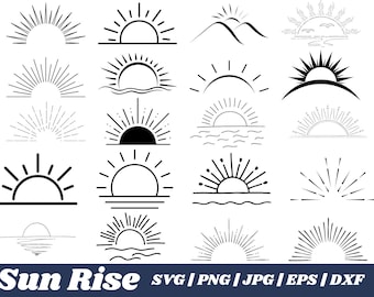 Alba SVG, Sole svg, Sole Svg per Cricut, Alba Clipart, Tramonto SVG, Alba Cricut, Tramonto Silhouette, Sole Vettore, Alba File di taglio, Alba