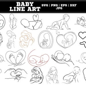 Baby Line Art\ Child\ Baby\ Newborn Toddler\ Line Drawing\ Instant Digital Download\ Laser Cutting File\ SVG\ PNG file