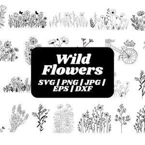 Wildflower Svg Bundle,Flower svg,Floral svg Bundle,Minimalist Flower Bouquet,Floral svg,Botanical svg,nature svg, flower sketch svg