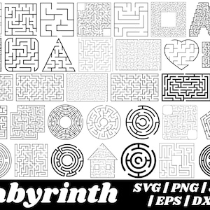 Labyrinth SVG Bundle,Maze Svg files for cricut,Labyrinth monogram,Instant Digital Download,Labyrinth Vector,Maze Puzzle,Maze png Bundle