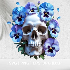 Floral Skull Sublimation Clipart 1 | 300 DPI JPEG | Transparent PNG | 4096 x 4096 Pixels | 13.65 x 13.65 Inches | Digital Download
