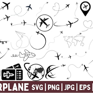 Flugzeug-Svg, Reise-Svg, Flugzeug-Silhouette, Liebesreisen, Flugzeug-Bundle SVG-PNG Clipart, Flugzeug-Strecke, Herzweg-Schnittdatei, Flugzeug-Svg