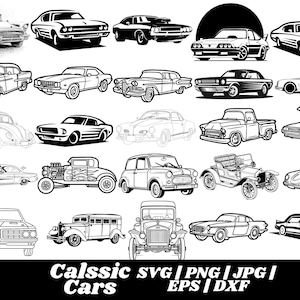 Classic Car SVG Bundle, Car Svg Bundle, Retro Car Silhouette Svg, Sports Car Svg, Classic Car Vector, Car Clipart, Vintage Car, Car Cricut