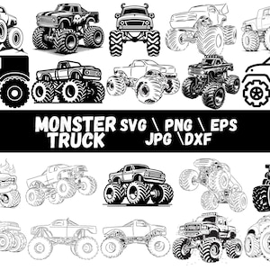 Monster Truck Svg, Layered Monster Truck Svg, Monster Truck Svg Files, Monster Truck Clipart, Cut File For Cricut, Silhouette, Png, Dxf