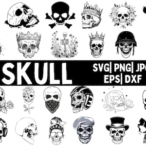 Skulls SVG Bundle, Skeleton svg Bundle, Skull Cut files for Cricut, Skull Clipart, Skull Silhouette, Skeleton svg, Skull Vector