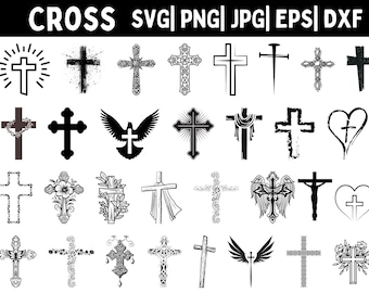 Pacchetto SVG di croce cristiana: fede, simboli religiosi e in difficoltà (file digitali)
