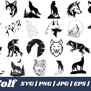 Wolf svg files,Wolf Cut Files For Cricut,Howling Wolf Svg,Forest animals silhouette svg,Wolf and moon svg,Commercial use clipart,Cricut