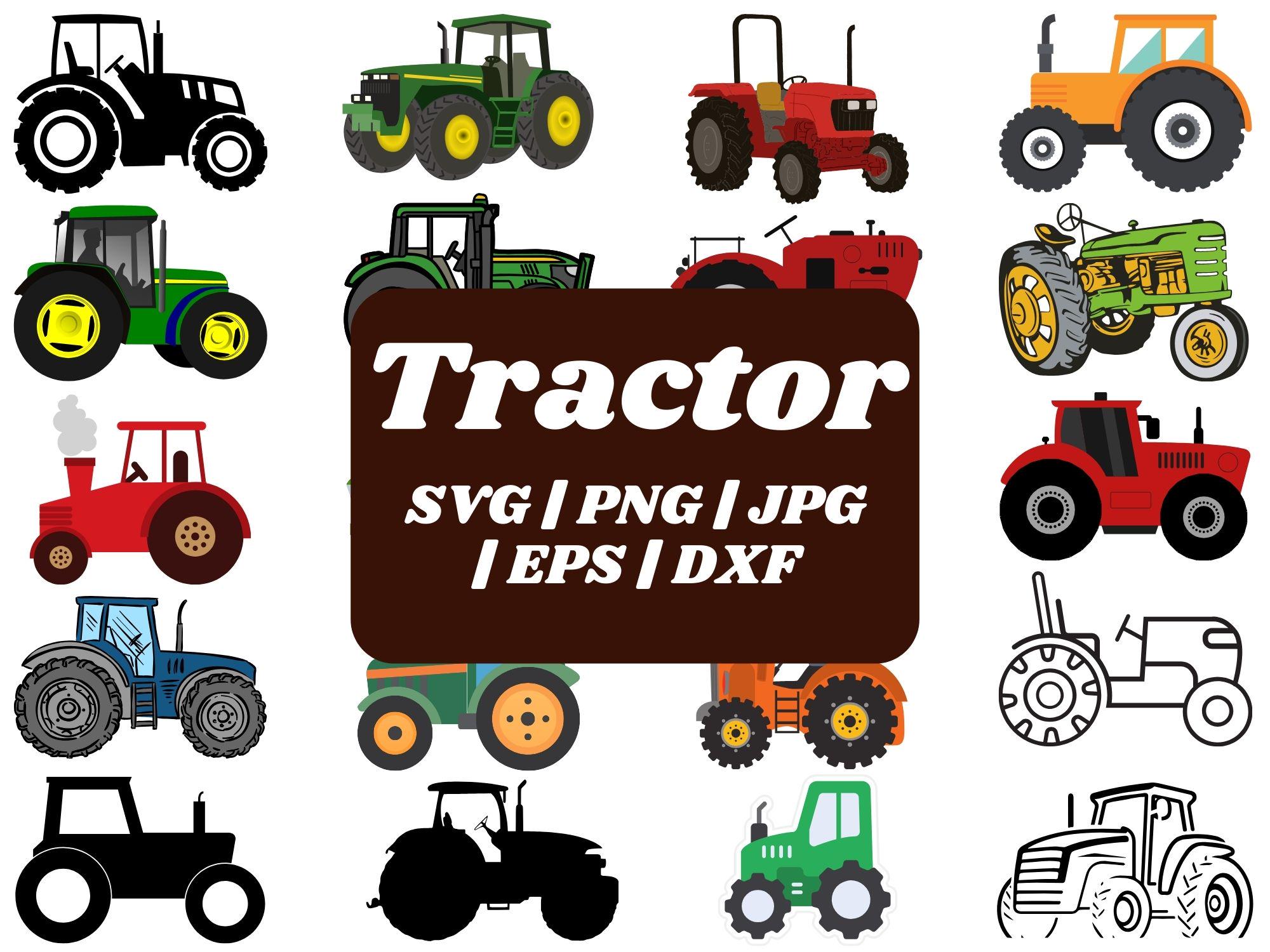 Pacchetto SVG trattore: clipart fattoria, sagoma camion (download digitale)