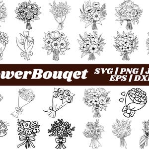 花束 SVG バンドル、植物の花 SVG、花束 SVG、花束 PNG、Cricut ファイル、モノグラムの花 SVG、花 SVG、かわいい花束。