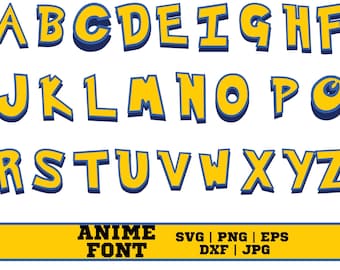 Anime Letters SVG Bundle: Tecknat teckensnitt för Cricut (digital nedladdning)